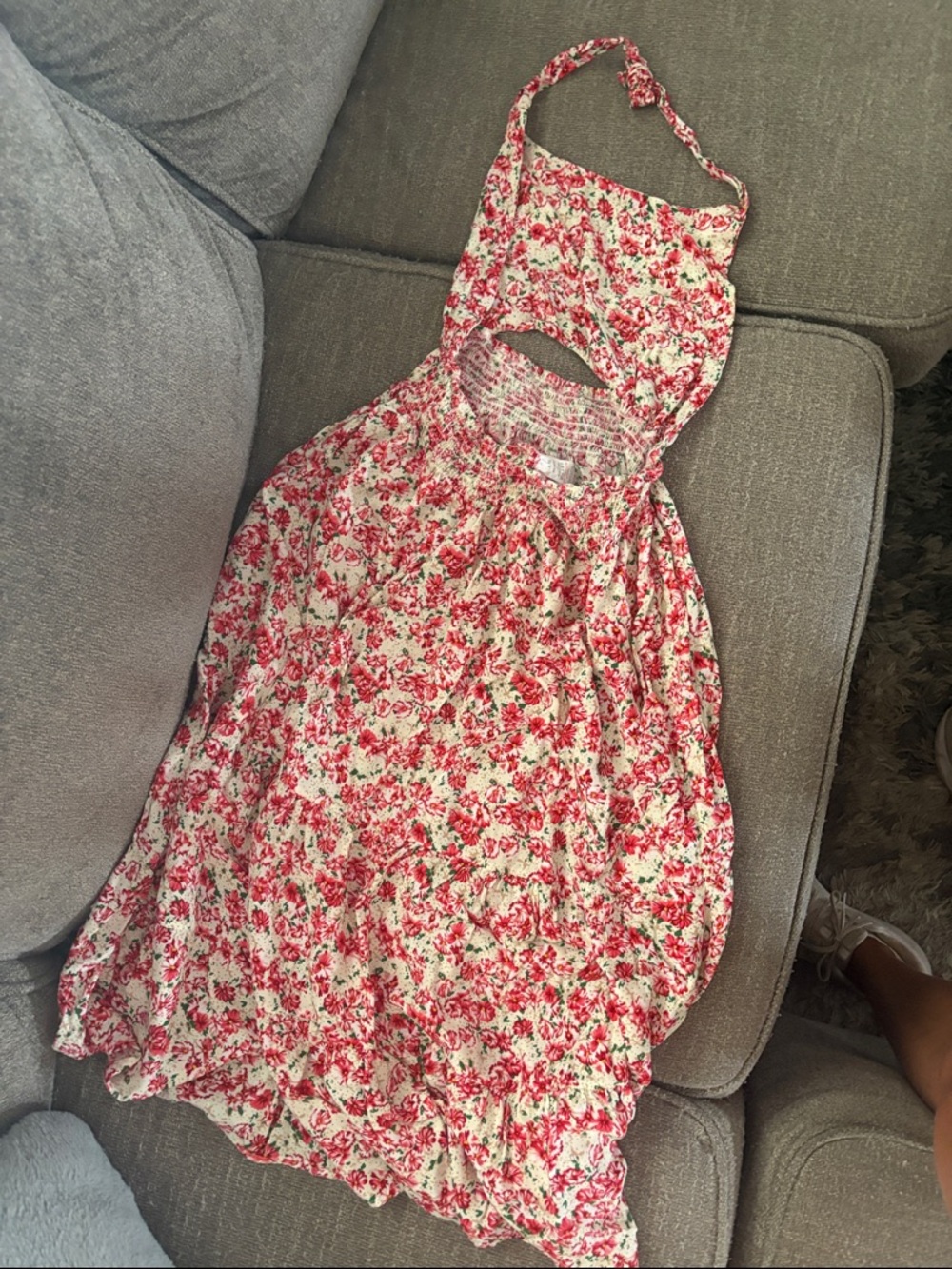 Pink Floral Halter Cutout Maxi Dress - Picture 3 of 3
